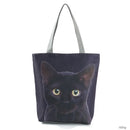 New Lady Tote Bags Black White Cute Cat Printed Fabric Eco Handbag High Capacity Shopping Office Reusable Casual Shoulder Bag