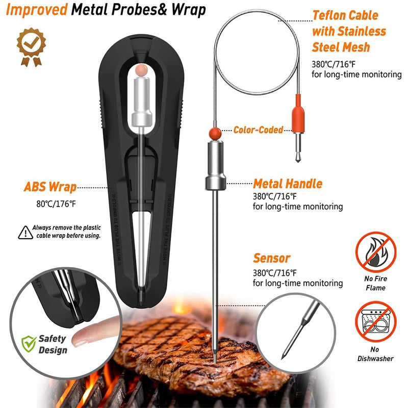 AidMax WR01 Digital Wireless BBQ Meat Thermometer Grill Oven Thermomet With Stainless Steel Probe Cooking Kitchen Thermometer