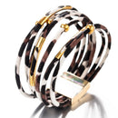 Amorcome Leopard Fashion Bracelets Woman Charm Multilayer Wide Wrap Leather Bracelets & Bangles Femme Party Jewelry Gift  2022