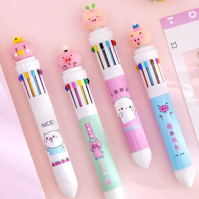 10 Colors Ballpoint Pen Kawaii Stationery Cute Pens Novelty Cute Kawaii Pen Student Writing Gel Pens Learning Office Supplies