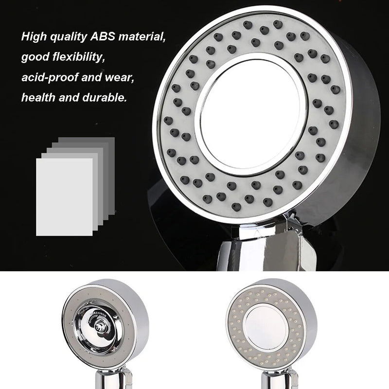 Double-sided Shower Head Water Saving Round ABS Chrome Booster Bath Shower High Pressure Handheld Hand Shower
