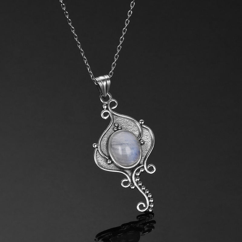 Nasiya Natural Rainbow Moonstone Casual Necklace Pendant With 8x10MM Stone Women&