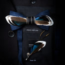 JEMYGINS Original Design Natural Brid Feather Exquisite Hand Made Bow Tie Brooch Pin Gift Box Set For Men Wedding Party Bowtie
