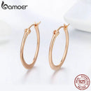 BAMOER Authentic 925 Sterling Silver Classic Round Circle Big Hoop Earrings for Women Sterling Silver Earrings Jewelry SCE478