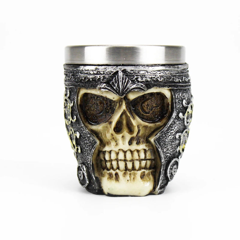 3D Skull Cup Mugs Style Contain Skull Viking Pirate Gothic White Spirit Whiskey Juice Mugs BEST Birthday Halloween Gift