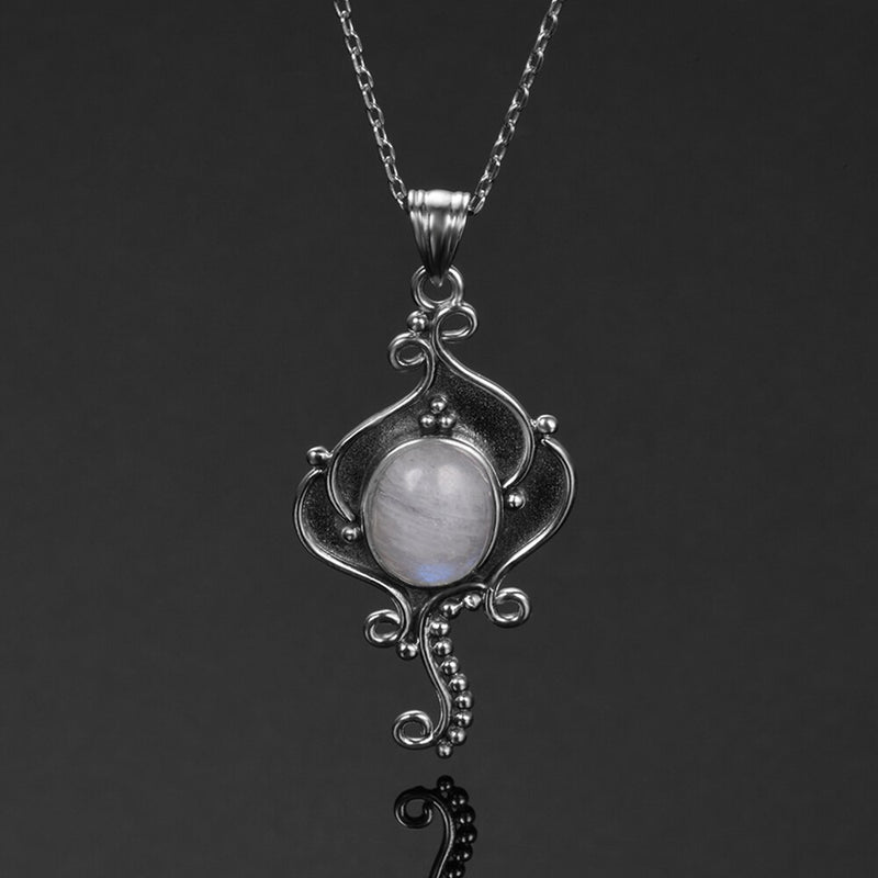 Nasiya Natural Rainbow Moonstone Casual Necklace Pendant With 8x10MM Stone Women&