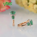 VISTOSO Gold Earrings For Women 14K 585 Rose Gold Glamorous Elegant Shiny Emerald Sparkling Diamond Luxury Trendy Fine Jewelry