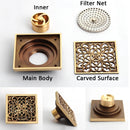 Euro Floor Drains Antique Brass Shower Floor Drain Bathroom Deodorant Euro Square Floor Drain Strainer Cover Grate Waste