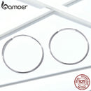 Bamoer 925 Sterling Silver Platinum Plated Classic Big Hoop Earrings for Women Fashion Jewerly Size 30mm 40mm 50mm