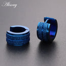 Alisouy 1 pair  color Blue Gold Color Hoop Earrings Small Circle Fashion Stainless Steel Men Women Earrings Jewelry Accessories