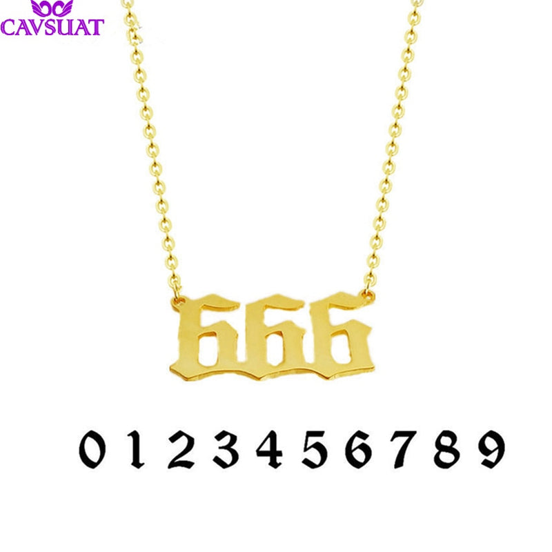 Stainless Steel Personalized Old English Number Necklaces For Women Men Custom Birthday Wedding Date Pendant Box Chain Gifts
