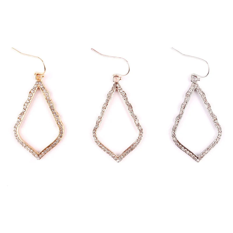 Small Size 0.90*1.60 inches Classic Pave Crystals Featuring Delicate Frame Rhinestones Sophia Drop Earrings