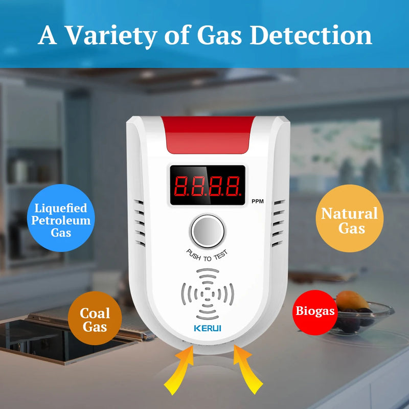 KERUI GD13 LPG GAS Detector Alarm Wireless Digital LED Display Natural Leak Combustible Gas Detector For Home Alarm System