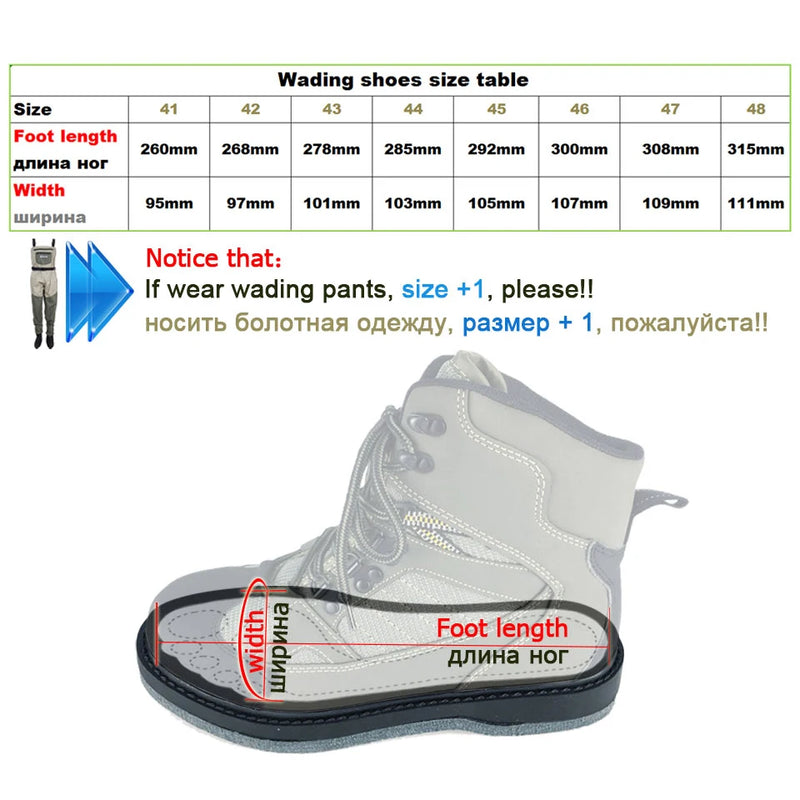 Fly Fishing Shoes Felt Sole Wading Waders With Nails Aqua Upstream Hunting Sneakers Boot Breathable Rock Sport No-slip For Pants