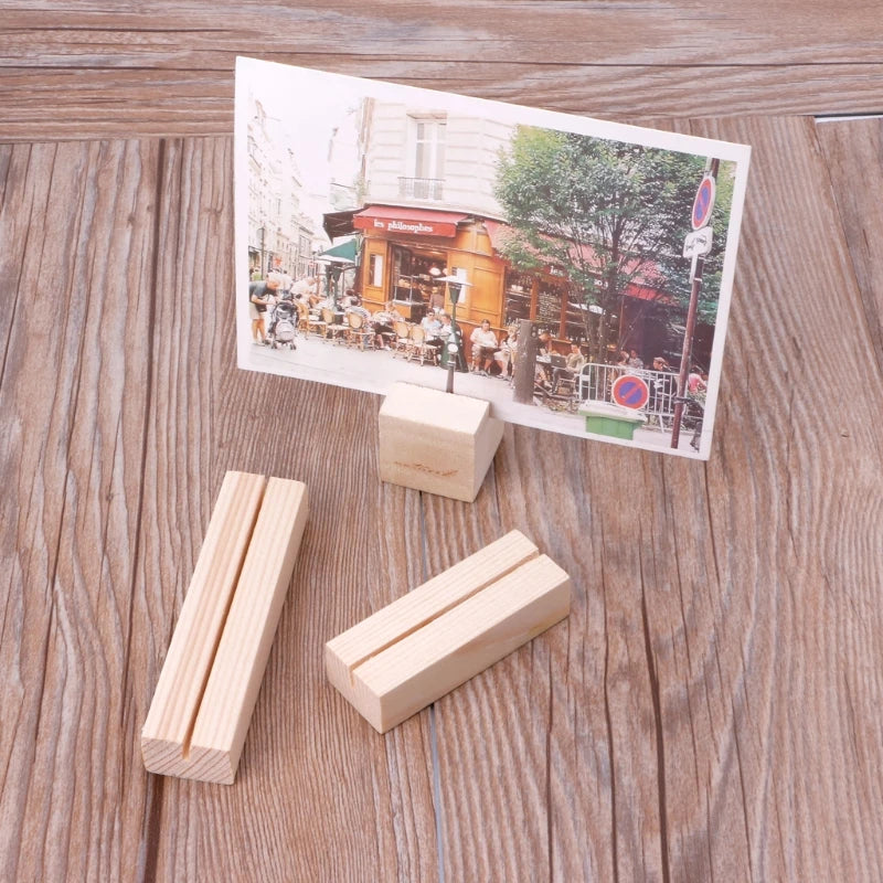 Natural Wood Memo Clips Photo Holder Clamps Stand Card Desktop Message Crafts Nov-26A