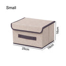 Baumwoll-Leinen Aufbewahrungsbox mit Deckel 2 Größen Kleidung Socken Spielzeug Snacks Kleinigkeiten Organizer Set Stoffboxen Kosmetik Haushalt