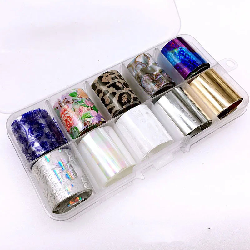 1 Box Nail Foils Stickers Metal Gold ilver Color Starry Paper Transfer Foil Wraps Adhesive Decals Nail Art Decorations