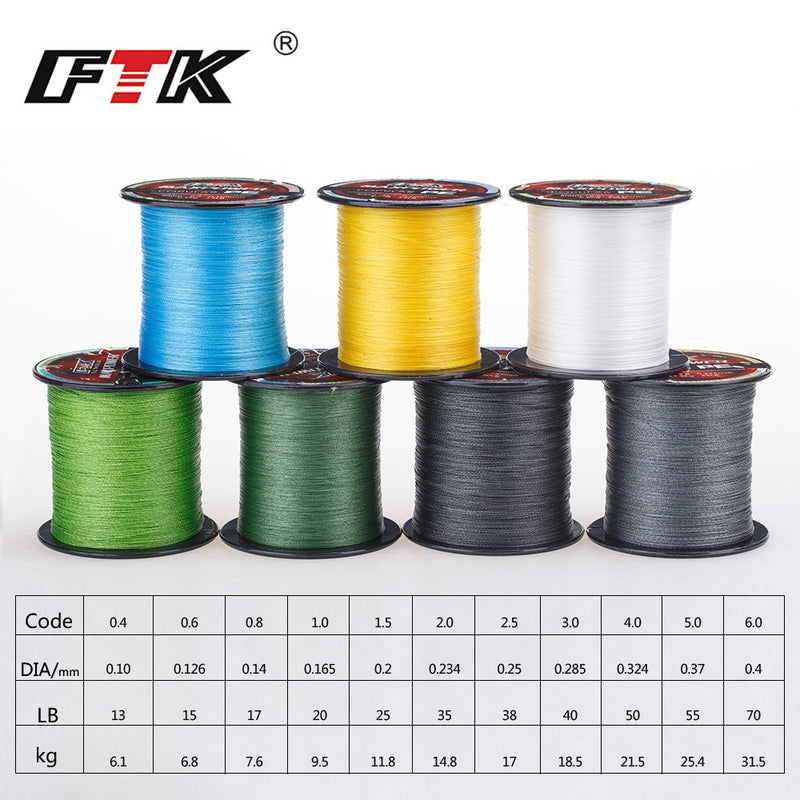 FTK Brand Tirposeidon Series 300M PE Braided Fishing Line 0.4-6.0Code 13-70LB Multifilament Fishing Line