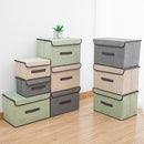 Baumwoll-Leinen Aufbewahrungsbox mit Deckel 2 Größen Kleidung Socken Spielzeug Snacks Kleinigkeiten Organizer Set Stoffboxen Kosmetik Haushalt