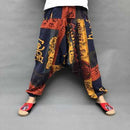 Baggy Harem Pants Women Causal Print Hippie Joggers Cross-Pants Loose Trousers Aladdin Lantern Wide Leg Cotton Linen Pants Plus