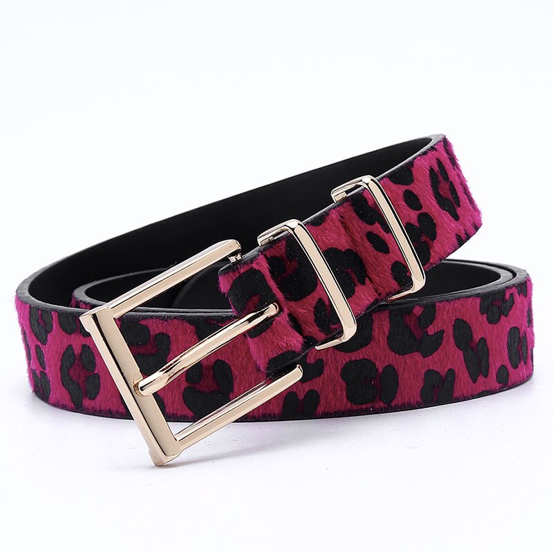Female Belt Cummerbund Women Horsehair Belt With Leopard Pattern Rose Gold Metal Buckle Hot Sales Pu Belt Accessories For Women