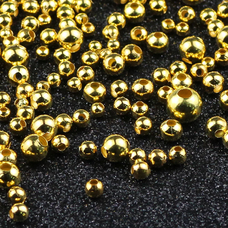 Metal Silver plating Gold Color beads 2 3 4 6 8mm Round Iron ball bracelet Spacer Loose bead for Jewelry making DIY Accessories