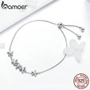BAMOER Genuine 925 Sterling Silver Luminous Daisy Flower Women Bracelets Clear CZ Fashion Bracelet Jewelry Making Gift SCB084