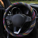 YOSOLO Linen Universal Elastic Car Steering Wheel Cover Ethnic Style Car Accessories