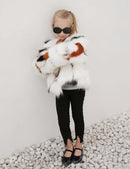 Winter Girls Fur Coat Elegant Baby Girl Faux Fur Jackets Mixing Color Toddler Baby  Girls Coats Thick Warm Outwear TZ117