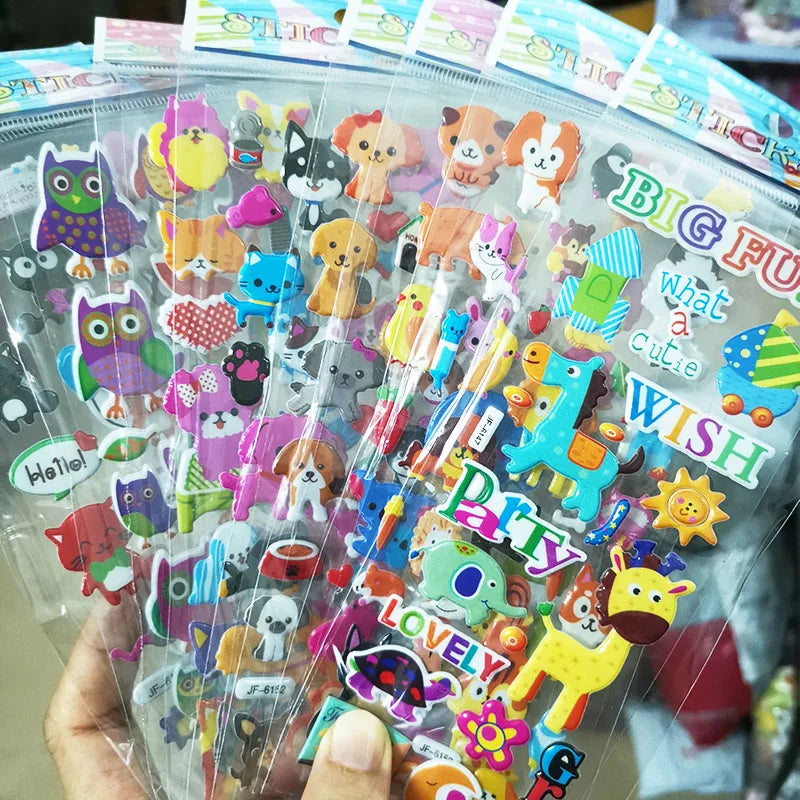 3D Cartoon Puffy Stickers 40/20 Different Sheets Kids Boys Girls Reward Bulk Assorted Scrapbook Stickers Party Favors Gifts Toys