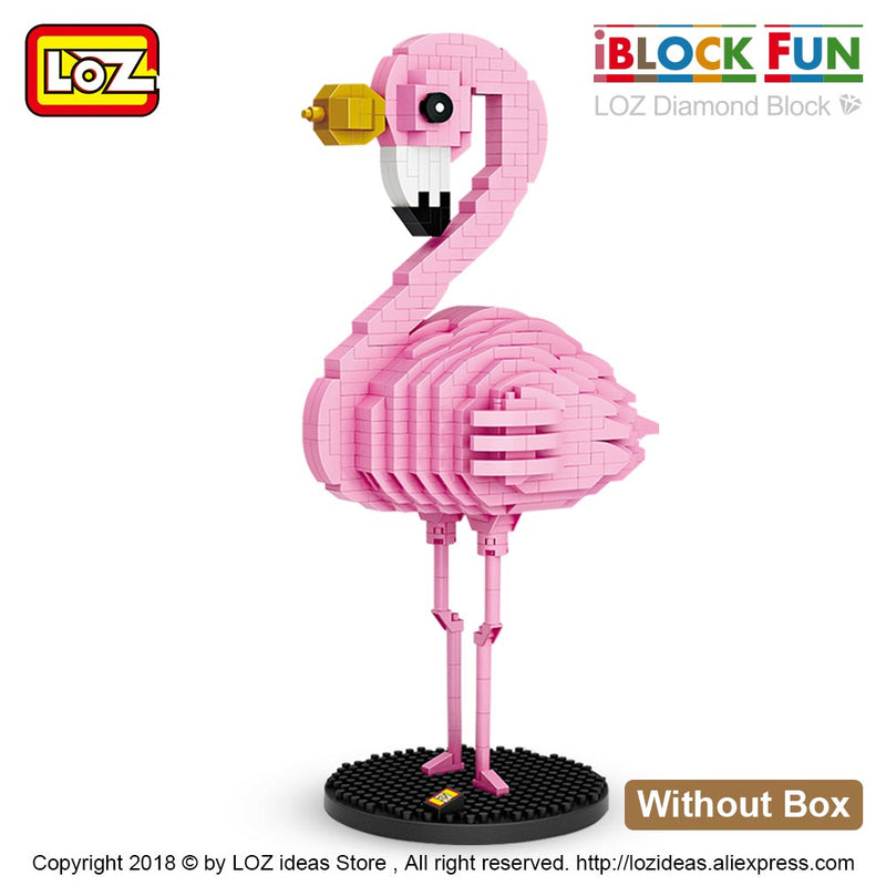 LOZ Diamond Blocks Flamingo Toy Pink Bird Action Figure Colorful Cartoon Animals Educational Bricks DIY Kids Children Gift 9205