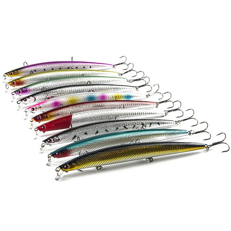 10PCS/Lot Minnow Fishing Lure 18cm 26g Plastic Deep Sea Fishing Bait Floating Lure Tackle Hook isca artificial bait