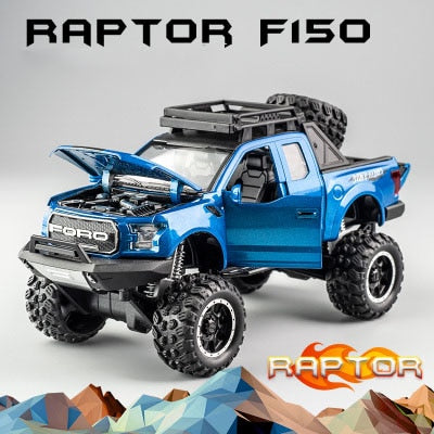 KIDAMI 1:32 Ford Raptor F150 Big Wheel Alloy Diecast Model Modified Off-Road Vehicle Collection Kids Toy Metal Car модель автомо