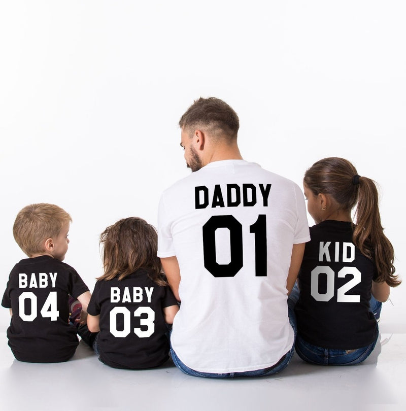 Family Matching Clothes 2021 Hot Sale Family Look Cotton T-shirt DADDY MOMMY KID BABY Funny Letter Print Number Tops Tees Summer