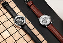 ORKINA Male Mechanical Hand-wind Skeleton Wristwatch Luminous Hands Watch for Men