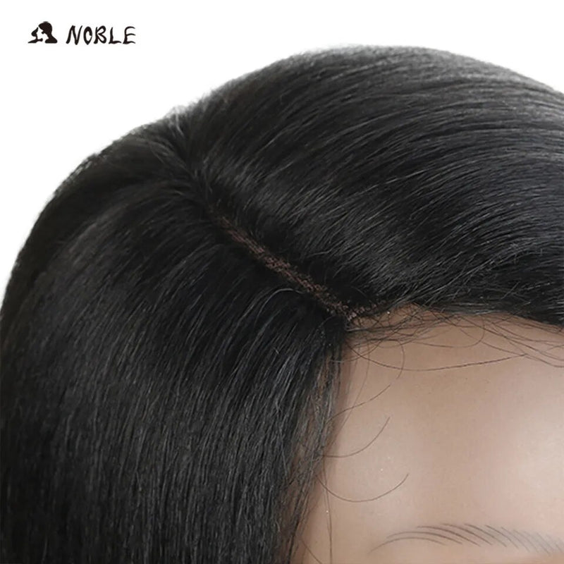 Noble For Black Women 18 Inch Straight Hair U Part Elastic Lace Synthetic Wigs Cosplay Wig Natural Color 1B Synthetic Lace Wig