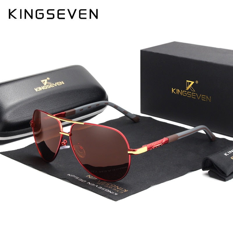 KINGSEVEN Brand Men's Aluminum Magnesium Sun Glasses Polarized UV400 Sun Glasses oculos Male Eyewear Sunglasses For Men N725