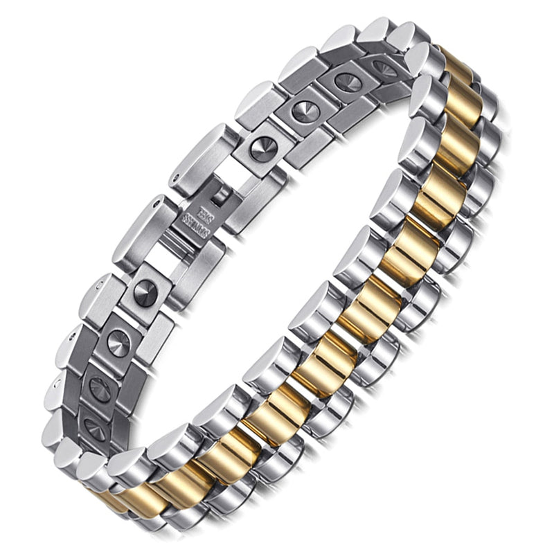 RainSo 99.999% Pure Germanium Bracelet for Women Korea Popular Stainless Steel Health Magnetic Germanium Energy Couple Jewelry