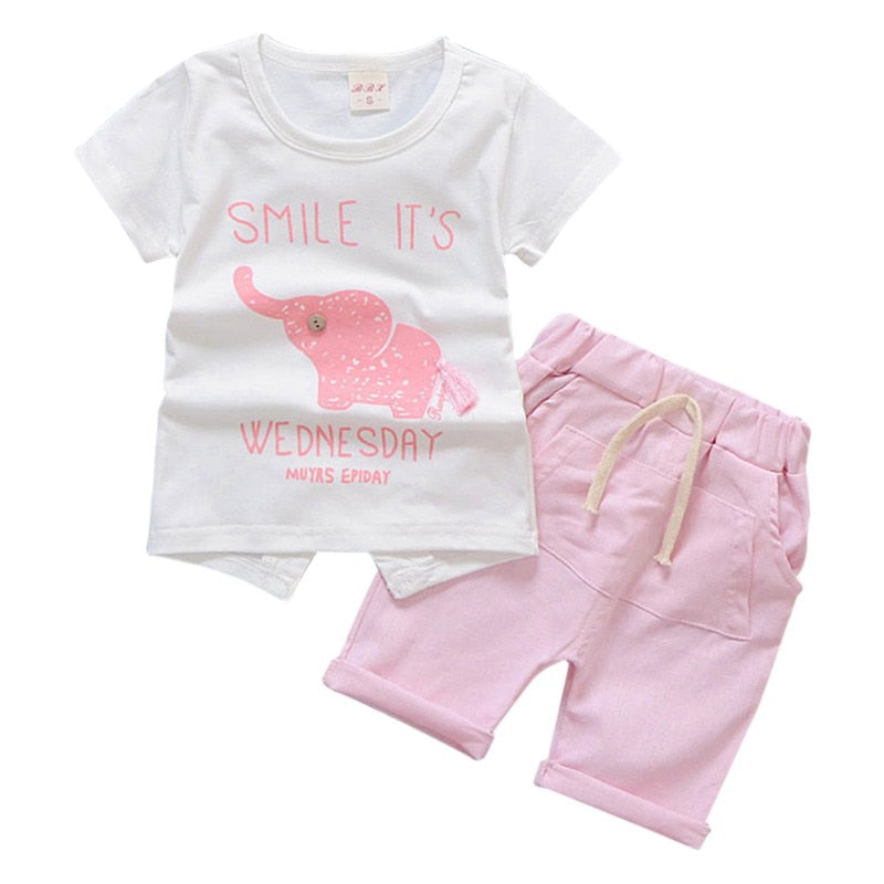 Baby Boy Clothes Summer Brand Infant Clothing Elephant Short Sleeved T-shirts Tops Striped Pants Kids Bebes Jogging Suits