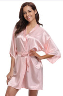 RB032 2018 Neuer Seidenkimono Bademantel Damen Seidenbrautjungfern Roben Sexy Marineblaue Roben Satin Robe Damen Morgenmäntel