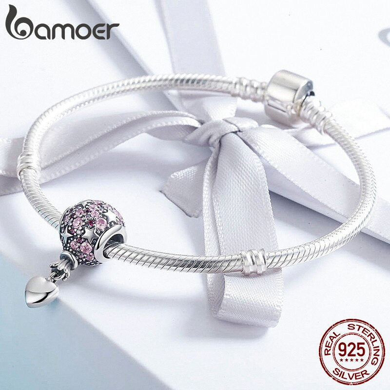 BAMOER Authentic 925 Sterling Silver Romantic Love Balloon Hot Air Pendant Charm fit Charm Bracelet Necklace Jewelry Gift SCC517