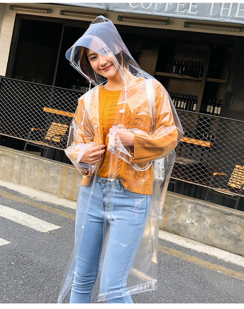 FreeSmily Fashion Transparent Raincoat Adult Hiking Outdoors Fishing Raincoat EVA Plastic Environmental Protection Raincoat