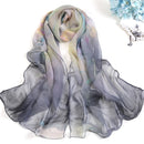 RUNMEIFA 2023 New Fashion Spring/Summer Women Floral Printing Beach Silk Scarf Shawls Female Long Wraps Beach Sunscreen Hijab