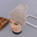 [Rancyword] Women Winter Hats Beanies Knitting Rabbit Wool Fur Hat Female Real Fur Skullies Caps Gorros Solid Color RC1222-2