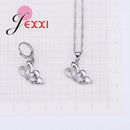 925 Sterling Silver Jewelry Sets for Women Wedding Necklace Pendant Hoop Earrings Elegant Cubic Zirconia Butterfly