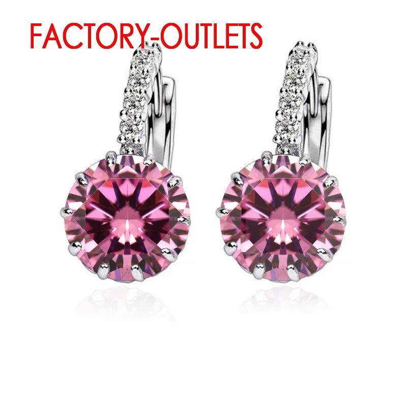 Fast Shipping Luxury Colorful Genuine 925 Sterling Silver Jewelry AAA Cubic Zirconia Hoop Earrings For Women Factory Price