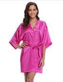 RB032 2018 Neuer Seidenkimono Bademantel Damen Seidenbrautjungfern Roben Sexy Marineblaue Roben Satin Robe Damen Morgenmäntel