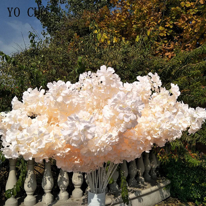 90cm Silk Hydrangea White Branch Drifting Snow Gypsophila  Artificial Flowers Cherry Blossoms Wedding Arch Decorate Fake flower