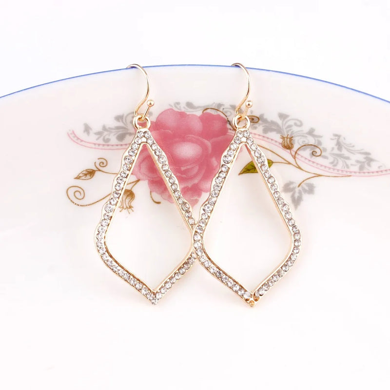 Small Size 0.90*1.60 inches Classic Pave Crystals Featuring Delicate Frame Rhinestones Sophia Drop Earrings