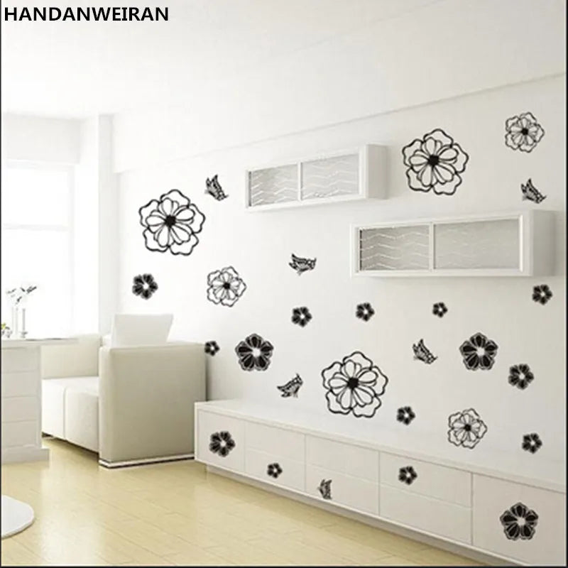 1Pcs Magic Flowers Creative Personality Green Wall Stickers Cabinets Refrigerator Washing Machine Stickers Air Conditioning